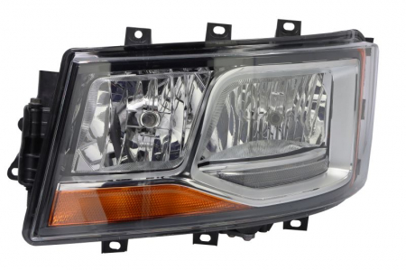 Iluminat auto - Far stanga (2*H7/H21W/LED, electric, cu motor, cu lumina de zi, culoare insert: crom platinat) potrivit SCANIA G II, L, P II, R II, S 06.17-