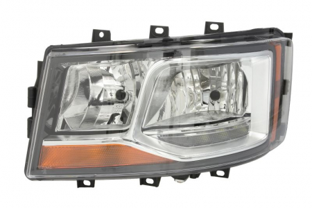 Far stanga potrivit SCANIA G II, L, P II, R II, S dupa 2017 (2*H7/H21W/LED, electric, cu motor, cu lumina de zi, culoare insert: crom platinat) [0]