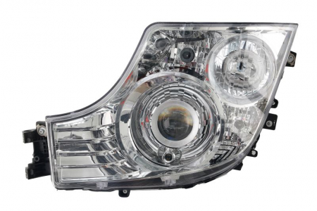 Iluminat auto - Far stanga potrivit MERCEDES ACTROS MP4 / MP5 dupa 2011 (D1S/H1/H21W/PY21W/W5W, manual, functie lumini: lumini zi, culoare interior: crom, culoare semnalizator: transparent)