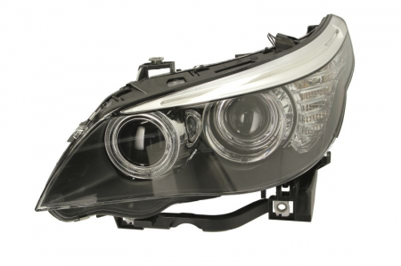 Piese Auto - Far stanga (D1S/H8/PY21W, reglaj electric, cu motoras, fundal cromat, fundal transparent) BMW Seria 5 2007-2010