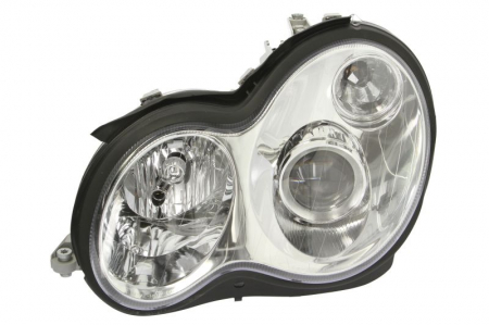 Far stanga (D2S/H7, reglaj electric, cu motoras, fundal cromat, fundal transparent) MERCEDES Clasa C 2000-2004