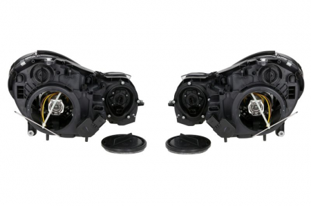 Far stanga/dreapta potrivit MERCEDES E-KLASA W211 2002-2009 (H7/H7/PY21W/W5W, electric, cu motor, 2 buc. set, culoare interior: crom, culoare indicator: alb) [1]