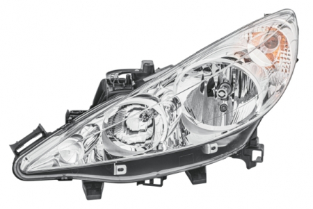 Piese Auto - Far stanga H1/H7, cu motoras,interior crom, semnalizator portocaliu PEUGEOT 207 