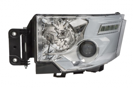 Iluminat auto - Far stanga potrivit Renault Truck T dupa 2013 (H1/H7/LED, electric, cu motoras, cu lumini zi, culoare interior: crom)