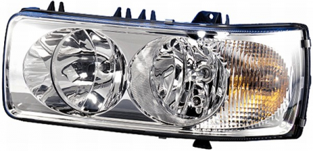 Iluminat auto - Far stanga (H1/H7/P21W/W5W, electric cu motoras, insertii crom, Semnalizator portocaliu) DAF 75 CF, CF 65, CF 75, CF 85, LF 45, LF 55, XF 105, XF 95 dupa 2001