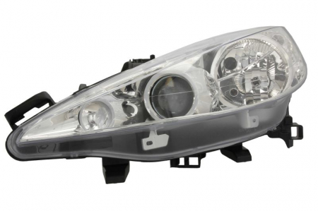 Piese Auto - Far stanga (H1/H7, reglaj electric, cu motoras, fundal cromat) PEUGEOT 207, 207 CC, 207 SW