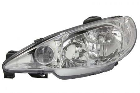 Piese Auto - Far stanga (H1/H7, reglaj electric, fundal argintiu, Semnalizator argintiu) PEUGEOT 206 2003-2009