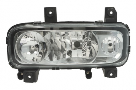 Piese Auto - Far stanga (H1/H7/W5W, electric, cu motor, cu lumina de ceata, culoare insert: crom platinat) potrivit MERCEDES ATEGO, ATEGO 2, ATEGO 3 01.98-