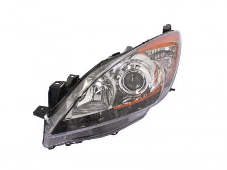 Piese Auto - Far stanga (H11/HB3, electric, fundal cromat, fundal galben) MAZDA 3 2008-2011