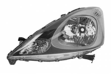 Iluminat auto - Far stanga (H4, electric, cu motoras, fundal negru/insertii crom) HONDA JAZZ 2008-2011
