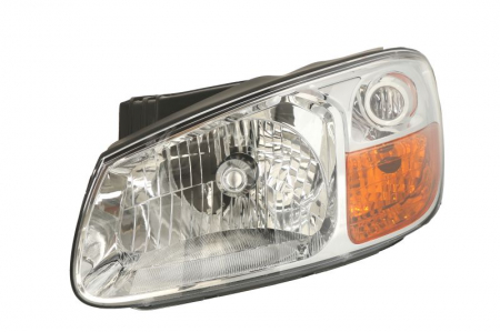 Iluminat auto - Far Stanga (H4, mecanic, fara motoras, culoare insert: cromat, culoare semnalizator: galben) potrivit KIA CERATO I 01.07-12.08