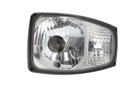 Iluminat auto - Far stanga (H4/PY21W/W5W, manual, culoare insert: crom platinat, culoare indicator: transparent) potrivit JCB 400, 5, 500, FASTRAC, TM