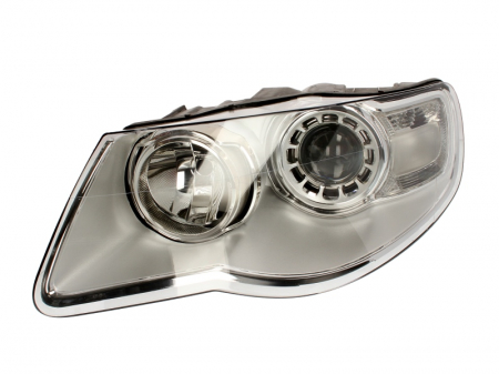 Far stanga (H7/H9, electric, cu motoras, fundal argintiu) VW TOUAREG 2002-2010