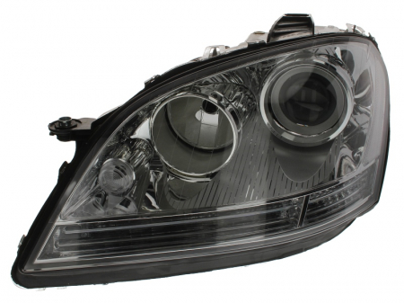 Iluminat auto - Far stanga (H7, reglaj electric, cu motoras, fundal cromat, fundal transparent) MERCEDES Clasa M 2005-2011