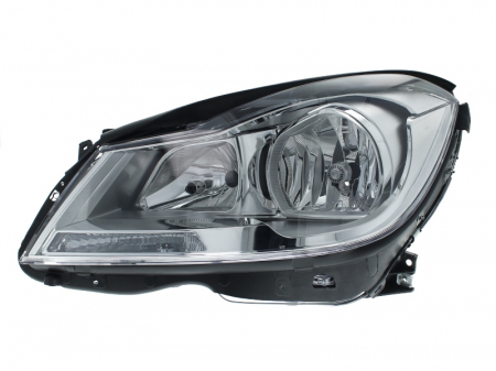 Iluminat auto - Far stanga (H7, reglaj electric, cu motoras, fundal cromat) MERCEDES Clasa C (C204), C T-MODEL (S204), C (W204)