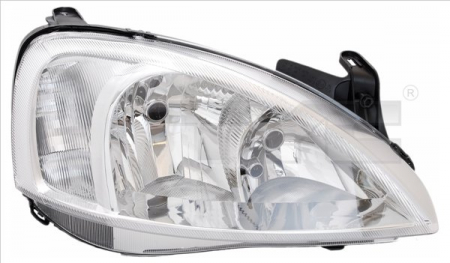 Iluminat auto - Far stanga (H7, reglaj electric, cu motoras, fundal cromat) OPEL COMBO, CORSA 2000-2010