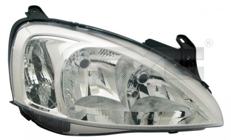 Iluminat auto - Far stanga (H7, reglaj electric, cu motoras, fundal cromat) OPEL COMBO, CORSA 2000-2010