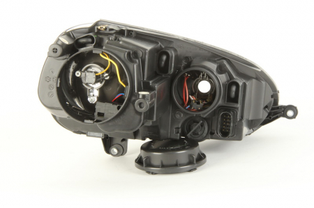 Iluminat auto - Far stanga (H7, reglaj electric, cu motoras, fundal negru) VW GOLF, JETTA 2003-2010