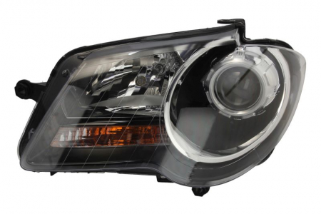 Faruri - Far Stanga potrivit VW TOURAN pana in 2010 (halogen, H21W/H7/H7/W5W, electric, cu motor, culoare insert: negru)