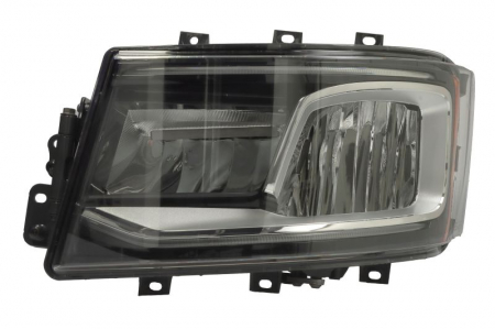 Faruri - Far stanga potrivit SCANIA G II, L, P II, R II, S dupa 2016 (LED, cu lumina de zi, culoare insert: crom platinat, culoare indicator: alb)