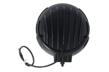 Far universal stanga/dreapta (faza lunga, FERVOR 220, LED, 12/24V, 3; 27W, inaltime 238mm, diametru 220mm, adancime: 87mm, transparent, metal/plastic, negru/crom, lumini pozitie, lungime cablu: [1]