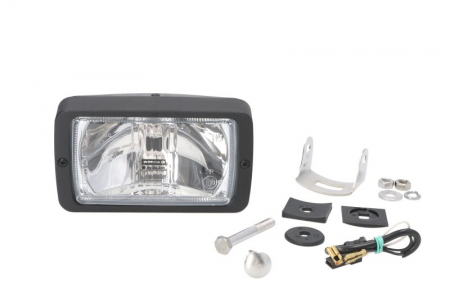 Iluminat auto - Far universal stanga/dreapta (faza lunga, H3, 12/24V, latime 156mm, inaltime 92mm, alb, plastic, negru, lungime cablu: 150mm)