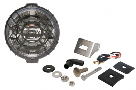 Iluminat auto - Far universal stanga/dreapta (faza lunga, H3/T4W, 12/24V, diametru 183mm, alb, metal, crom, lumini pozitie, lungime cablu: 150mm)