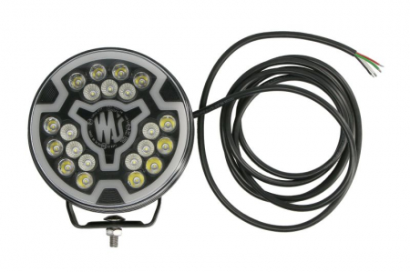Piese Auto - Far universal stanga/dreapta (faza lunga, LED, 12/24V, 87,4W, inaltime 194mm, diametru 179mm, adancime: 78mm, transparent, aluminiu, negru, lumini pozitie, lampă de degajare laterală, lungime cablu: 3