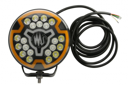 Piese Auto - Far universal stanga/dreapta (faza lunga, LED, 12/24V, inaltime 194mm, diametru 179mm, adancime: 78mm, transparent, aluminiu, negru, lumini pozitie, lampă de degajare laterală, lungime cablu: 300mm)