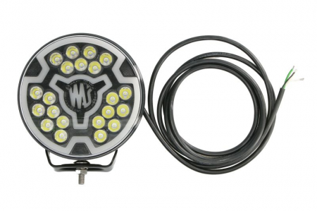 Piese Auto - Far universal stanga/dreapta (faza lunga, LED, 12/24V, inaltime 194mm, diametru 179mm, adancime: 78mm, transparent, aluminiu, negru, lumini pozitie, lungime cablu: 300mm)