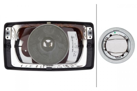 Farul universal Dreapta/Stanga potrivit FENDT 200, 300, 500 dupa 1974 (H4, 12V, latime 182mm, inaltime 102mm, adancime: 94mm, transparent, plastic, negru) 12V [1]
