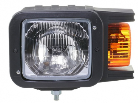 Farul universal Stanga (H4/T4W, 12/24V, latime 247mm, inaltime 163mm, adancime: 119mm, galben, plastic, negru, faza scurta, Indicator de rotire, Lampi de pozitie, semnalizare) [0]