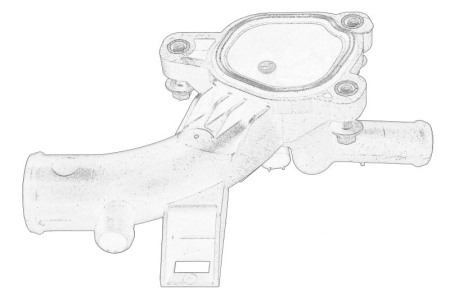 Element sistem racire - Flansa lichid racire (numar iesiri: 2) potrivit CHEVROLET AVEO, CRUZE; OPEL ADAM, ASTRA J, ASTRA J GTC, CORSA D, CORSA D/HATCHBACK, CORSA E, CORSA E/HATCHBACK, MERIVA B 1.2-1.4LPG 07.06-