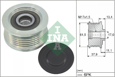 Piese Auto - Fulie alternator ALFA ROMEO 145, 146, 156; FIAT BRAVA, BRAVO I, DOBLO, DOBLO CARGO, MAREA, MULTIPLA, PALIO, PUNTO, STRADA; LANCIA KAPPA, LYBRA 1.9D/2.4D dupa 1997