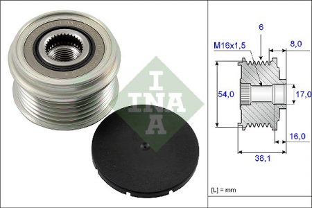Piese Auto - Fulie alternator ALFA ROMEO MITO; BMW Seria 1 (E87), 3 (E90), 3 (E91), 3 (E92), 3 (E93); CITROEN NEMO; FIAT 500, 500 C, 500L, DOBLO, DOBLO CARGO, FIORINO, GRANDE PUNTO, IDEA, LINEA 1.0-3.0D dupa 1998