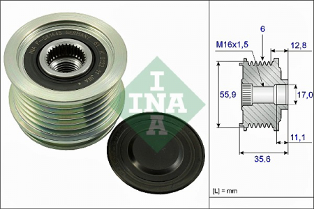 Piese Auto - Fulie alternator AUDI A3, A4, A6, TT; SEAT ALHAMBRA, ALTEA, ALTEA XL, EXEO, EXEO ST, LEON, TOLEDO III; SKODA OCTAVIA II, SUPERB II, YETI; VW BEETLE, CC, EOS, GOLF V, GOLF VI 1.6/1.8/2.0 dupa 2000