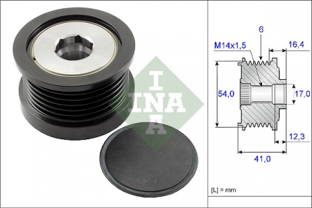 Fulie alternator VOLVO C30, S40 II, V50; ALFA ROMEO GIULIA, GIULIETTA; FIAT 500L, 500X, TIPO; FORD C-MAX, FIESTA VI, FOCUS II, FUSION, KUGA I; JEEP RENEGADE; MAZDA 3 1.6D/2.0D/2.2D dupa 2003