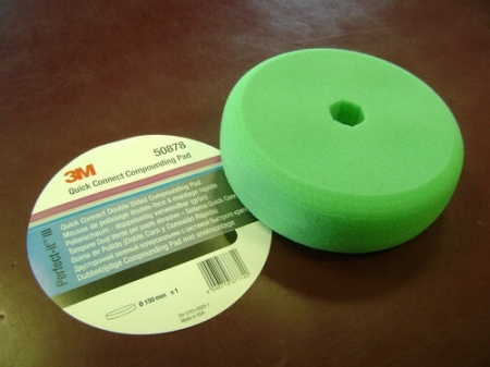 Vopsea auto & accesorii - Burete verde cu fata dubla-Quick Connect 150mm 3M