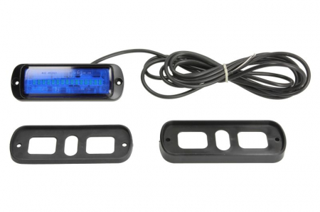 Elemente optice - Girofar (albastru, 12/24V, LED, 21W, montare rigidă, 2-puncte montare, numar programe: 1, direcțional; pentru montare pe suprafete verticale; fără sincronizare; fir 3m)