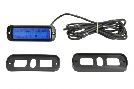 Elemente optice - Girofar (albastru, 12/24V, LED, 21W, montare rigidă, 2-puncte montare, numar programe: 2, direcțional; pentru montare pe suprafete verticale; bliț sincronizat; fir 3m)
