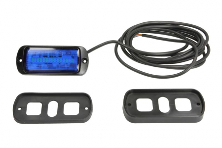 Elemente optice - Girofar (albastru, 12/24V, LED, LED, 21W, montare rigidă, 2-puncte montare, numar programe: 2, direcțional; pentru montare pe suprafete verticale; bliț sincronizat; fir 3m)