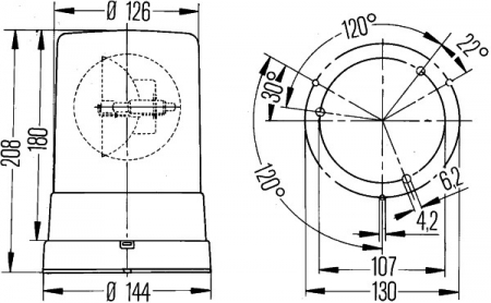 Girofar galben H1, 24V, diametru 144mm, IP5K4K9K [1]