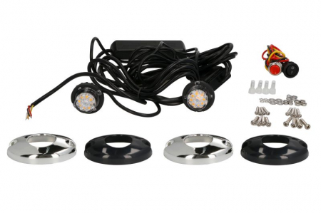 Elemente optice - Girofar (portocaliu, 12/24V, LED, 12W, 2-puncte montare, numar programe: 3, 2 buc. set, lungime cablu; 0,4m)