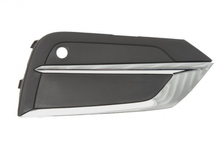 Grila bara fata dreapta cu ornament cromat cu gauri senzori parcare plastic, negru/crom potrivit VOLVO XC60 II dupa 2017 [0]