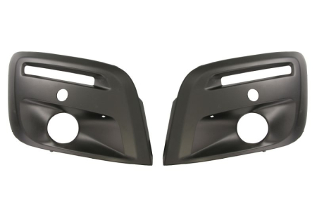 Grile - Grila bara fata Dreapta/Stanga (grund; Set 2 bucati, cu orificii proiector ceata, orificii senzor parcare, plastic, negru) potrivit CITROEN BERLINGO II 03.