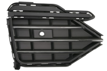 Grile - Grila bara fata Stanga (cu loc de sipci, orificii senzor parcare, plastic, crom/negru) potrivit VW TOUAREG CR dupa 2018