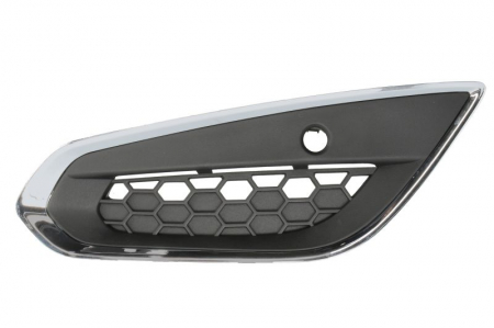 Elemente bara - Grila bara fata stanga cu ornament cromat cu gauri senzori parcare plastic, negru/crom potrivit VOLVO S60 II 2010-2013