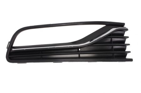 Elemente bara - Grila Dreapta (cu orificii lampa ceata, plastic, crom/negru/negru lucios) potrivit VW POLO, POLO V 2009-2022 2014-2017