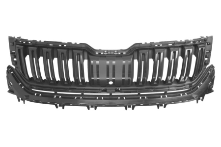 Grile - Grila fata potrivita SKODA KODIAQ 2017-2018 (cu gaura pentru camera, cu dunga, negru lucios)