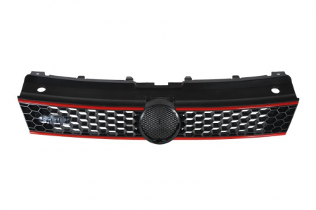 Grile - Grila fata (GTI, negru/rosu) potrivit VW POLO, POLO IV, POLO V 1.0-2.0 09.02-05.22 -05.14